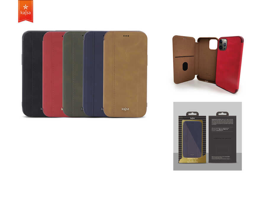 iPhone 12 Kılıf Kajsa Dale Serisi Parallel PU Folio Kılıf