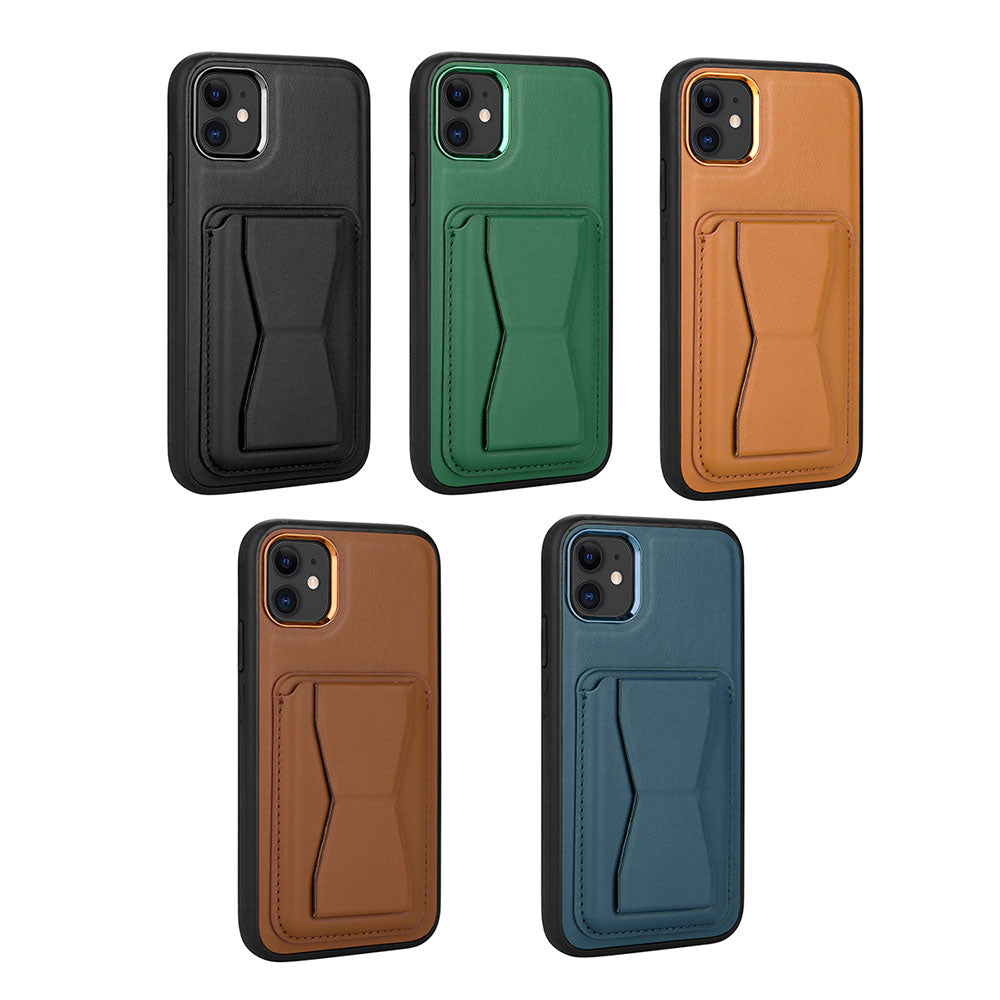 iPhone 12 Kılıf Kartlıklı Standlı Pu Deri Zore Memo Kılıf