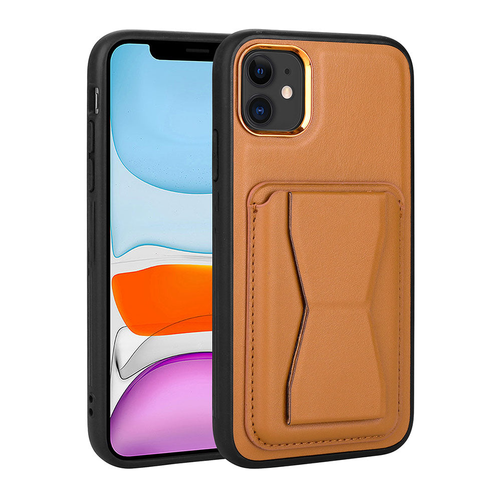 iPhone 12 Kılıf Kartlıklı Standlı Pu Deri Zore Memo Kılıf