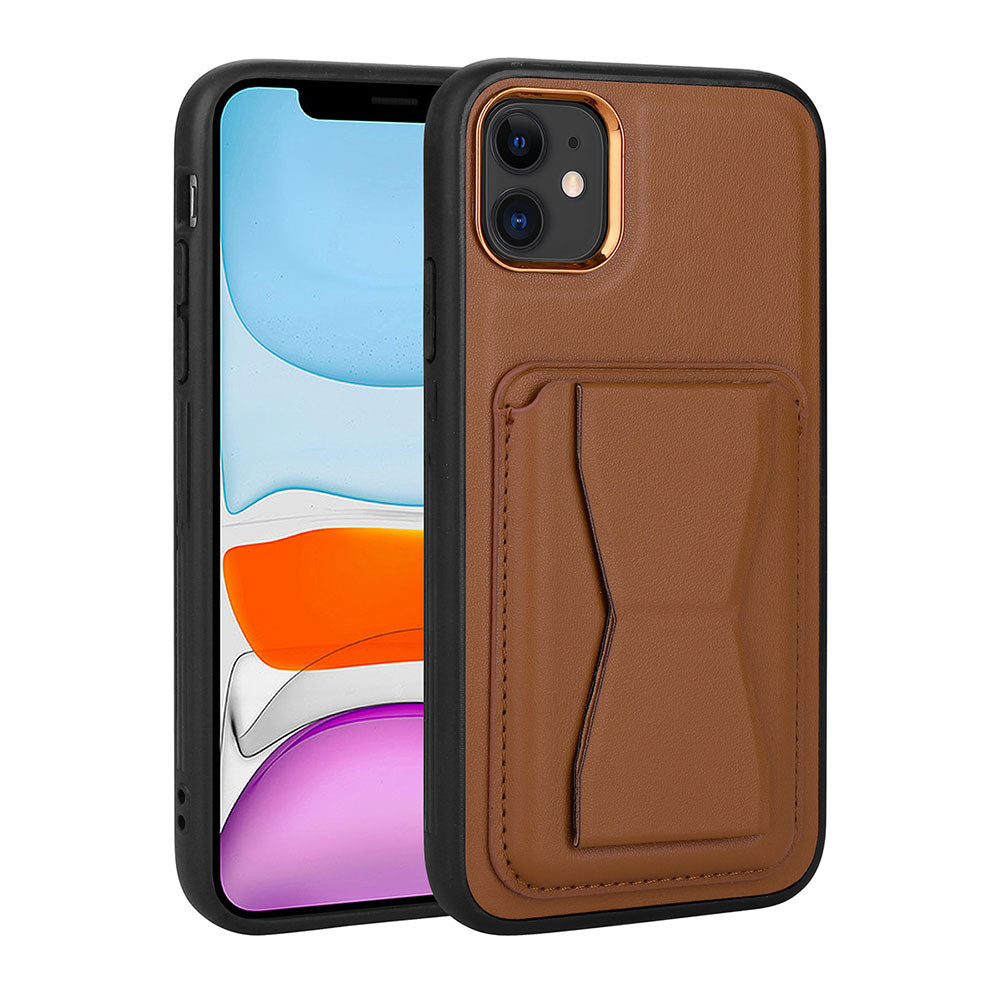 iPhone 12 Kılıf Kartlıklı Standlı Pu Deri Zore Memo Kılıf