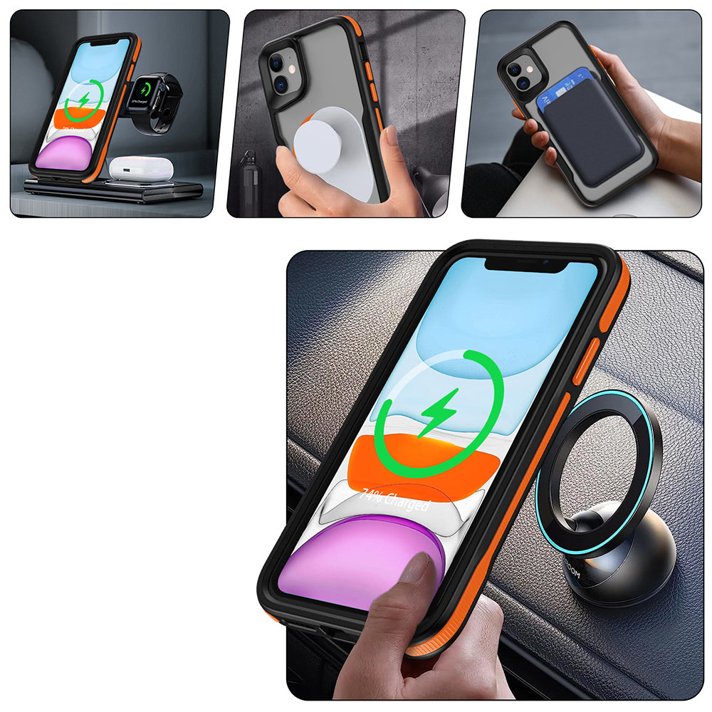 iPhone 12 Kılıf M-safe Şarj Özellikli Renkli Kenar Airbag Şeritli Zore Lamer Kılıf
