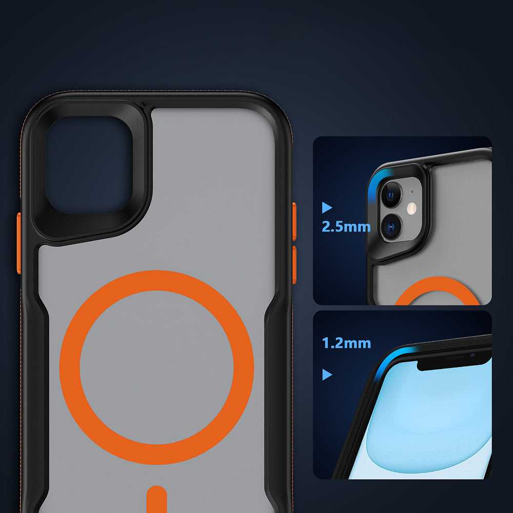 iPhone 12 Kılıf M-safe Şarj Özellikli Renkli Kenar Airbag Şeritli Zore Lamer Kılıf