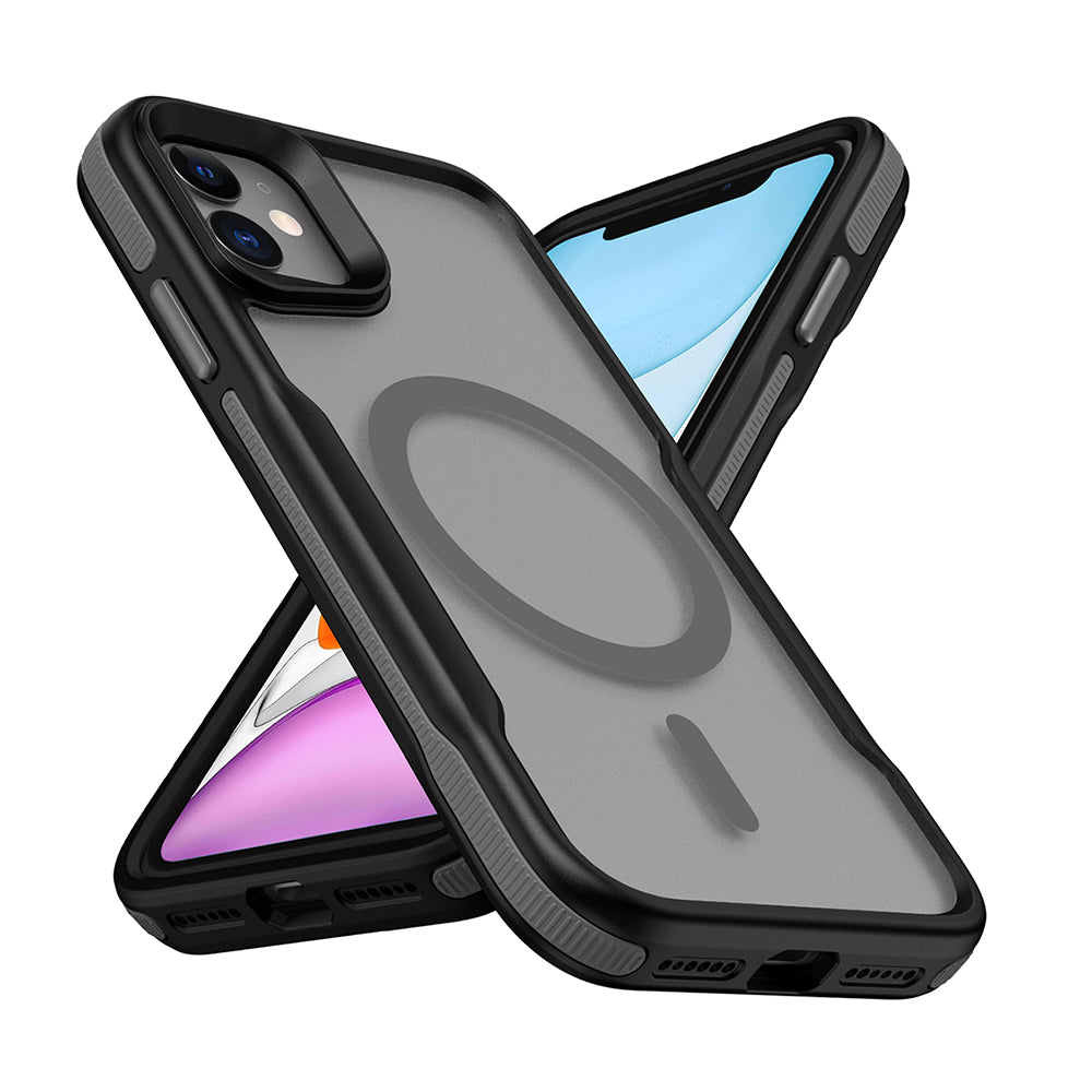 iPhone 12 Kılıf M-safe Şarj Özellikli Renkli Kenar Airbag Şeritli Zore Lamer Kılıf