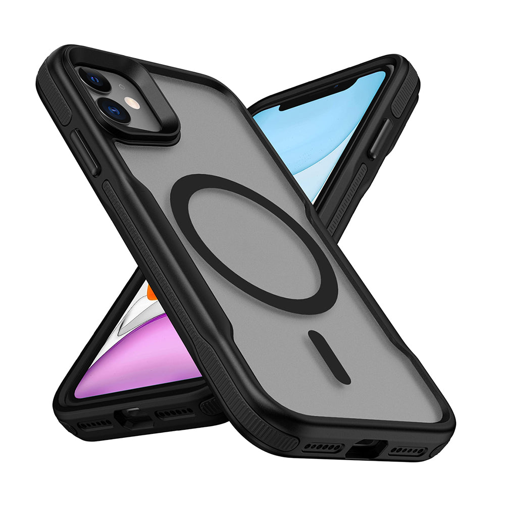 iPhone 12 Kılıf M-safe Şarj Özellikli Renkli Kenar Airbag Şeritli Zore Lamer Kılıf