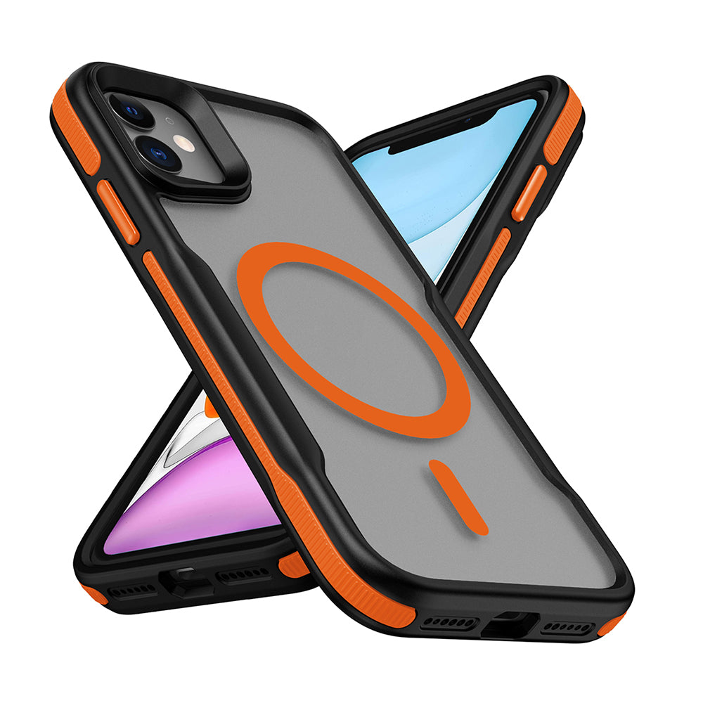 iPhone 12 Kılıf M-safe Şarj Özellikli Renkli Kenar Airbag Şeritli Zore Lamer Kılıf