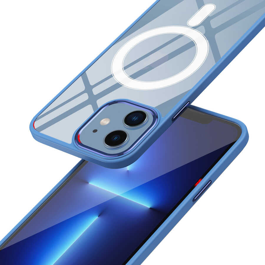 iPhone 12 Kılıf Wireless Şarj Özellikli Zore Krom M-safe Silikon Kılıf