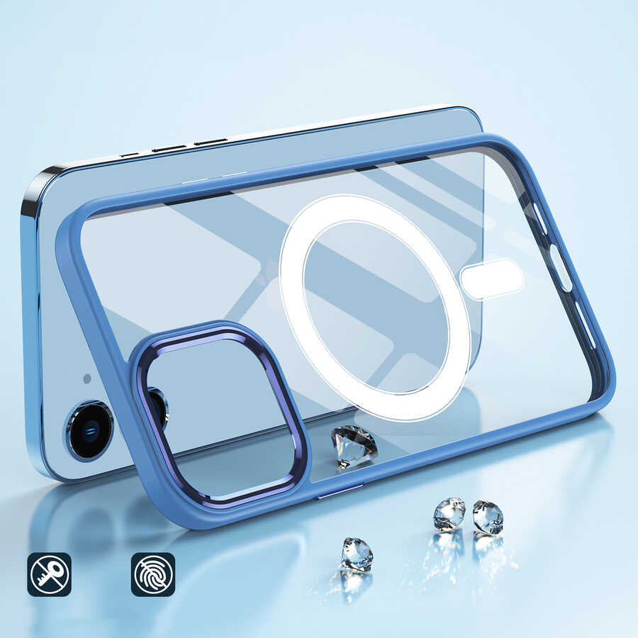 iPhone 12 Kılıf Wireless Şarj Özellikli Zore Krom M-safe Silikon Kılıf