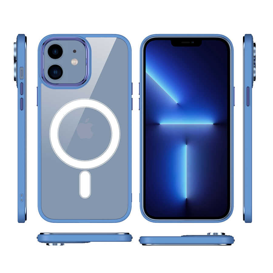 iPhone 12 Kılıf Wireless Şarj Özellikli Zore Krom M-safe Silikon Kılıf