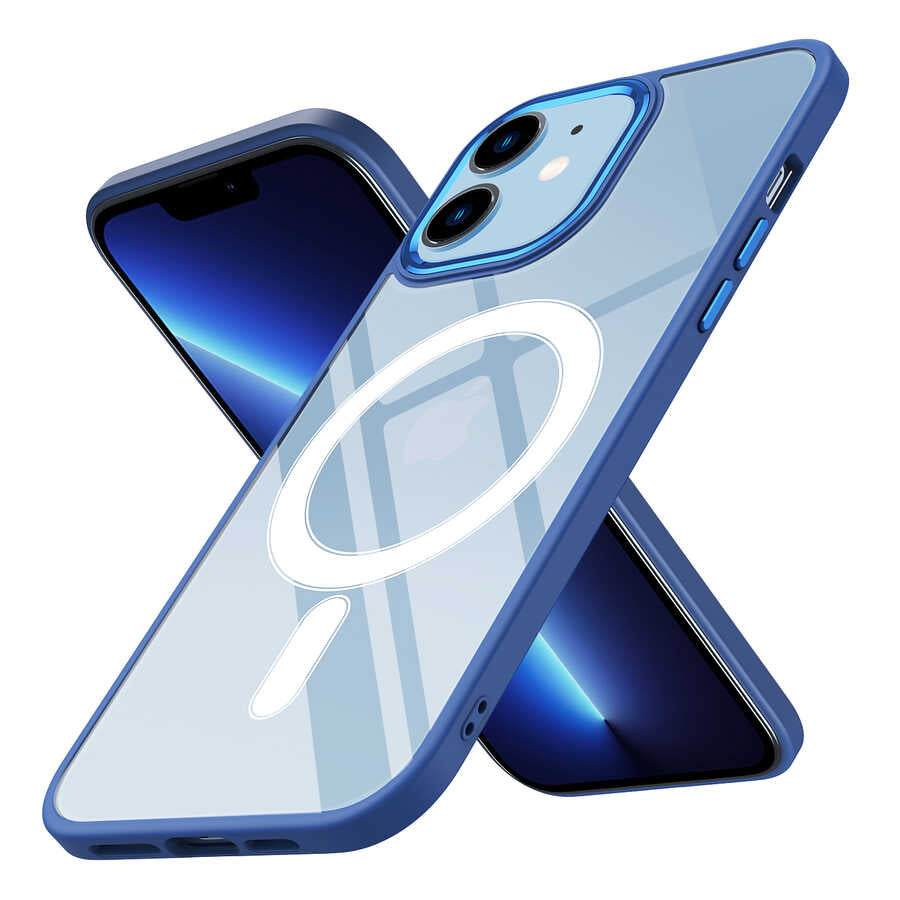 iPhone 12 Kılıf Wireless Şarj Özellikli Zore Krom M-safe Silikon Kılıf