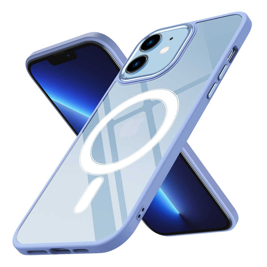 iPhone 12 Kılıf Wireless Şarj Özellikli Zore Krom M-safe Silikon Kılıf