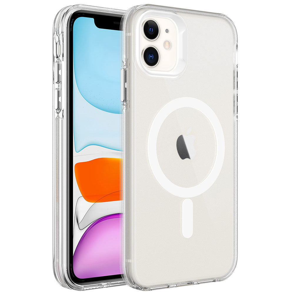 iPhone 12 Kılıf Zore M-safe Şarj Özellikli Buzlu Transparan C-Pro Sert Kılıf