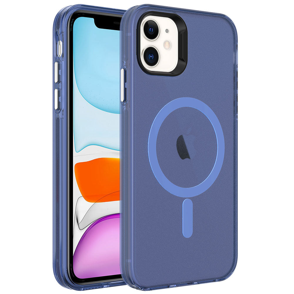 iPhone 12 Kılıf Zore M-safe Şarj Özellikli Buzlu Transparan C-Pro Sert Kılıf