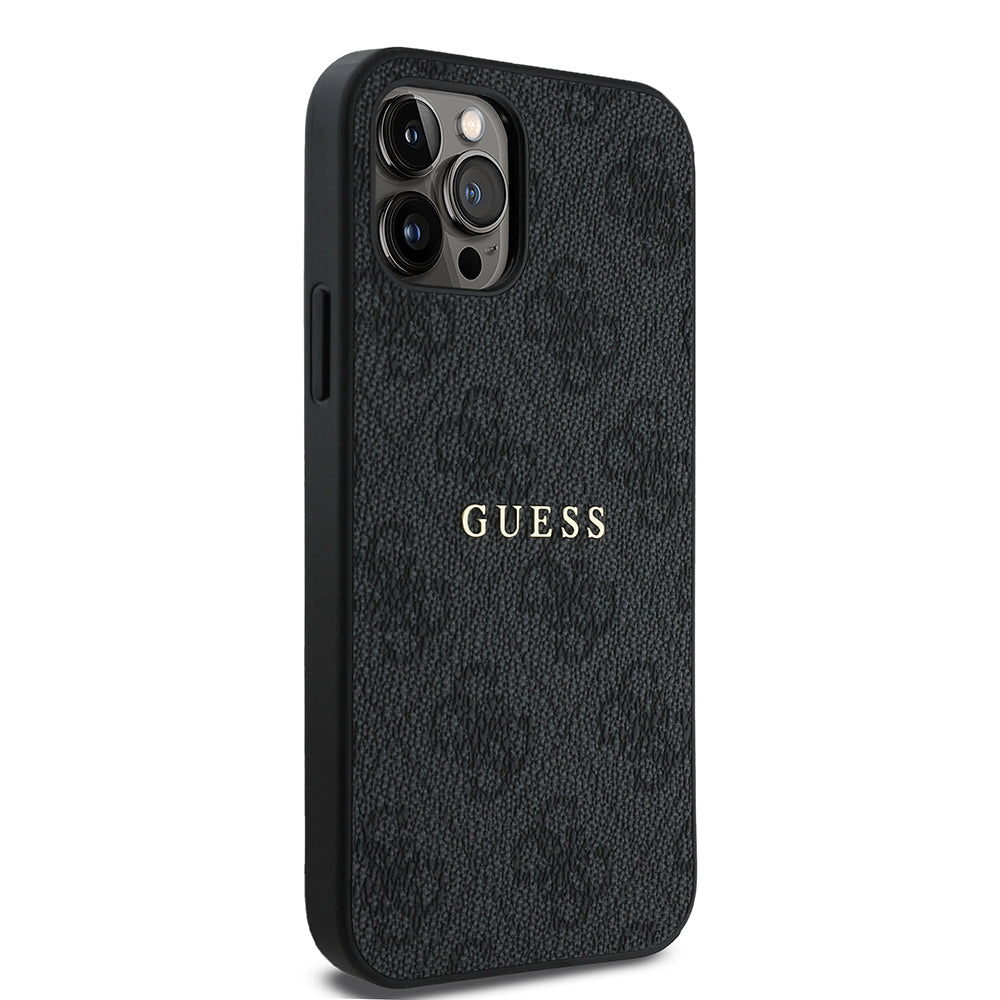 iPhone 12 Pro Kılıf Guess Orijinal Lisanslı M-safe Şarj Özellikli 4G Desen Yazı Logolu Kılıf