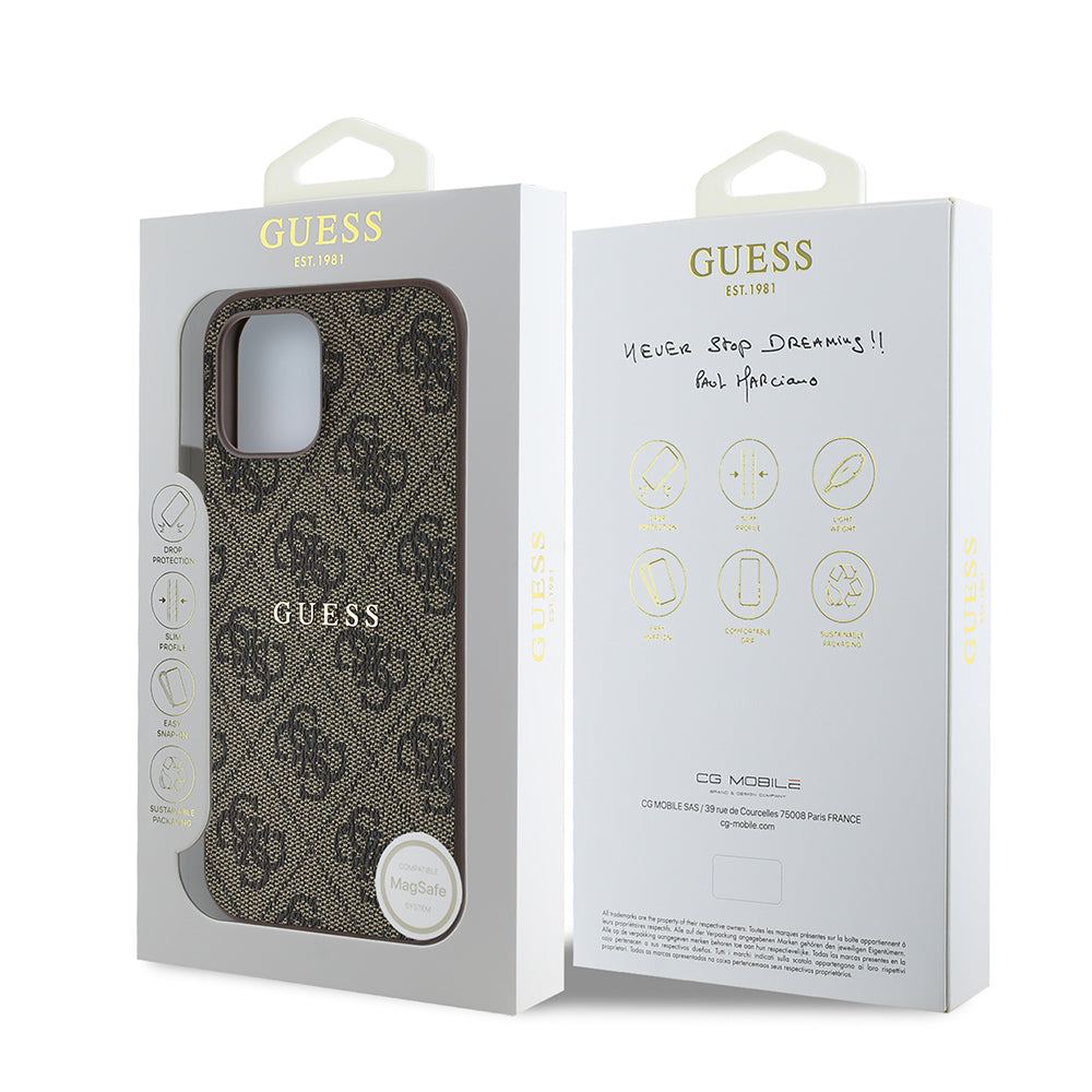 iPhone 12 Pro Kılıf Guess Orijinal Lisanslı M-safe Şarj Özellikli 4G Desen Yazı Logolu Kılıf