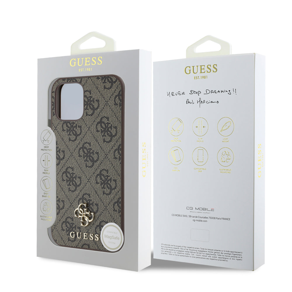 iPhone 12 Pro Kılıf Guess Orijinal Lisanslı M-safe Şarj Özellikli Small 4G Classic Kılıf