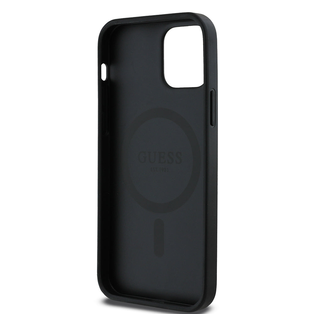 iPhone 12 Pro Kılıf Guess Orijinal Lisanslı M-safe Şarj Özellikli Yazı Logolu Saffiano Classic Kılıf