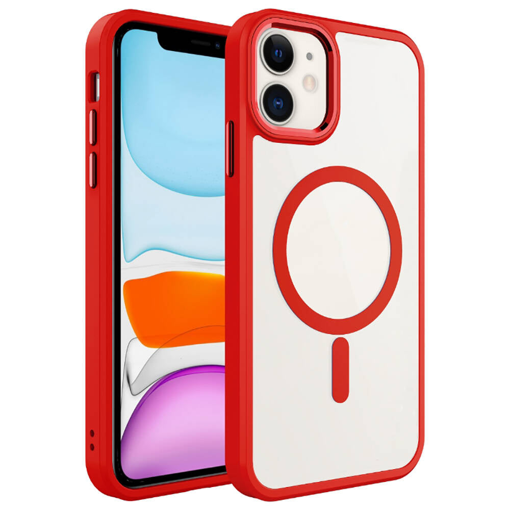 iPhone 12 Pro Kılıf Wireless Şarj Özellikli Zore Krom M-safe Silikon Kılıf