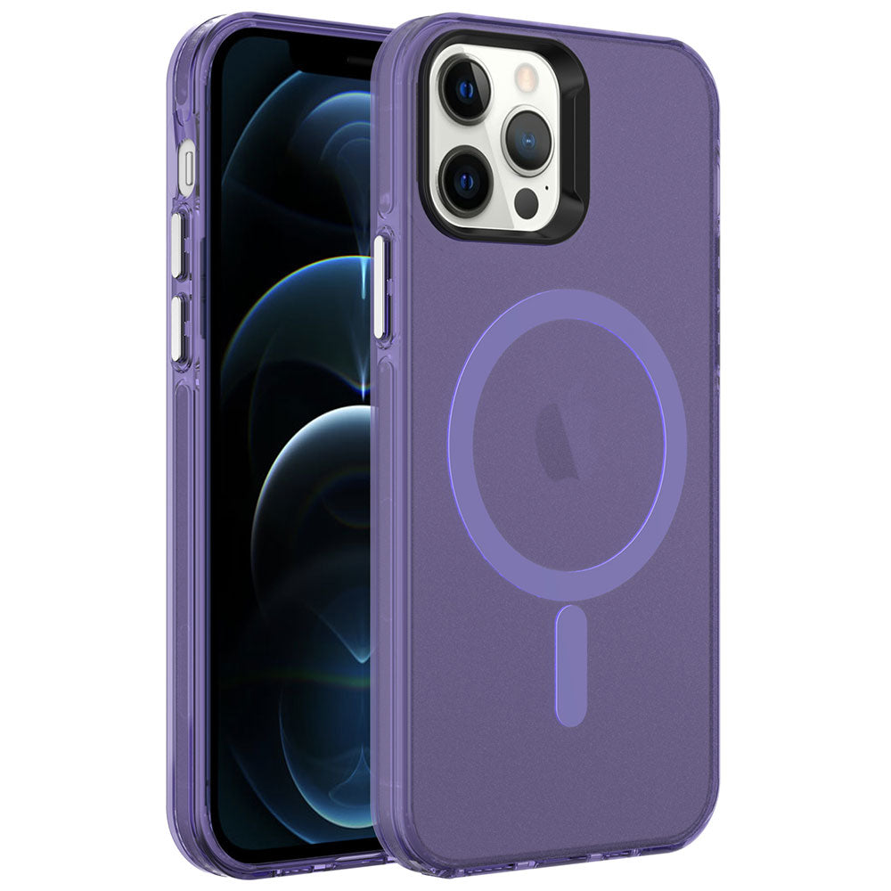 iPhone 12 Pro Kılıf Zore M-safe Şarj Özellikli Buzlu Transparan C-Pro Sert Kılıf