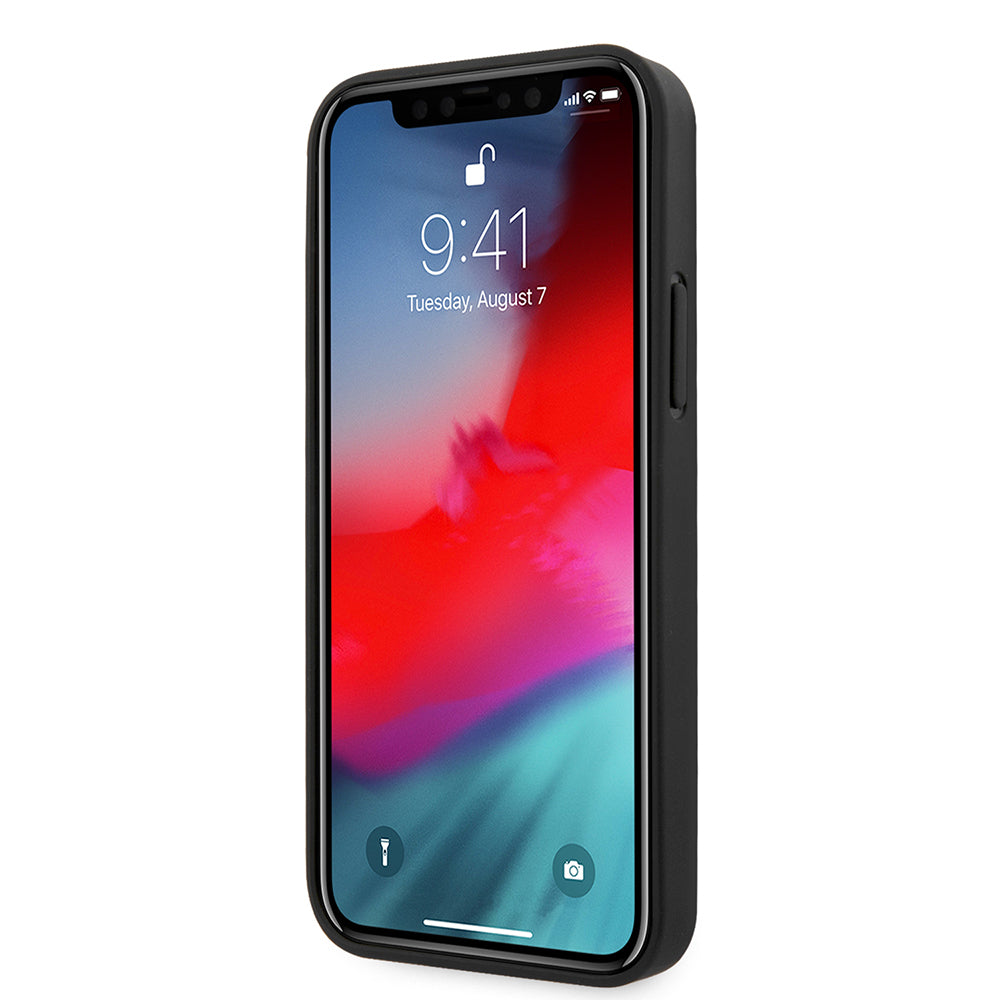 iPhone 12 Pro Max Kılıf Guess Orijinal Lisanslı PU Deri Büyük Metal Logo Dizaynlı Kılıf