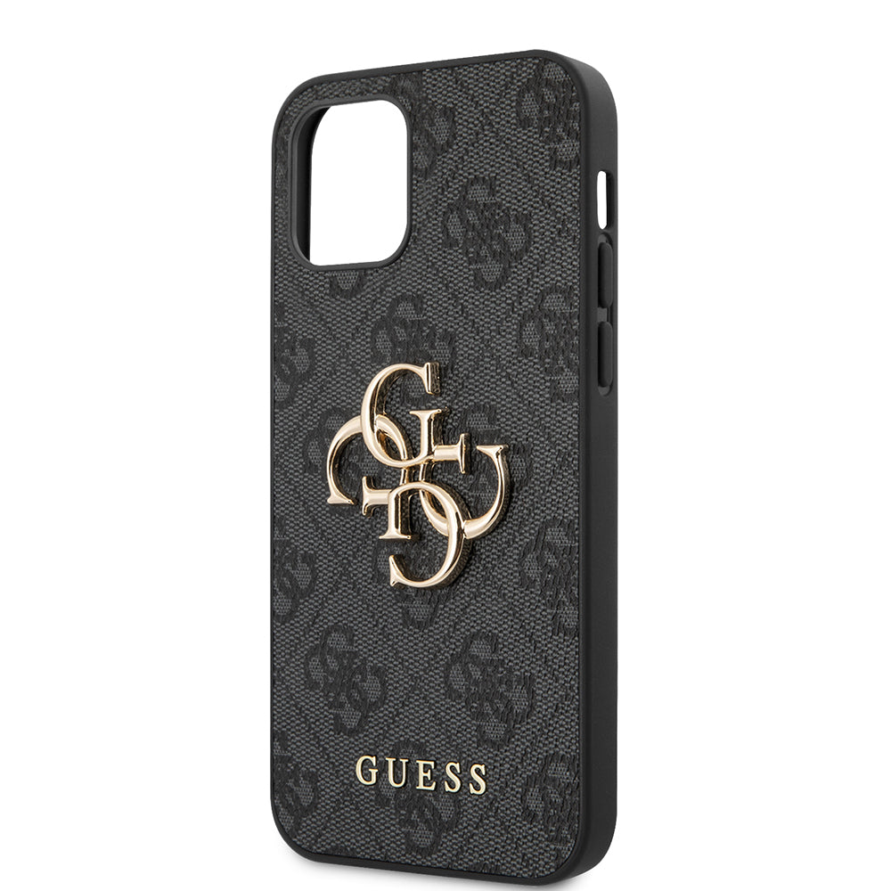 iPhone 12 Pro Max Kılıf Guess Orijinal Lisanslı PU Deri Büyük Metal Logo Dizaynlı Kılıf