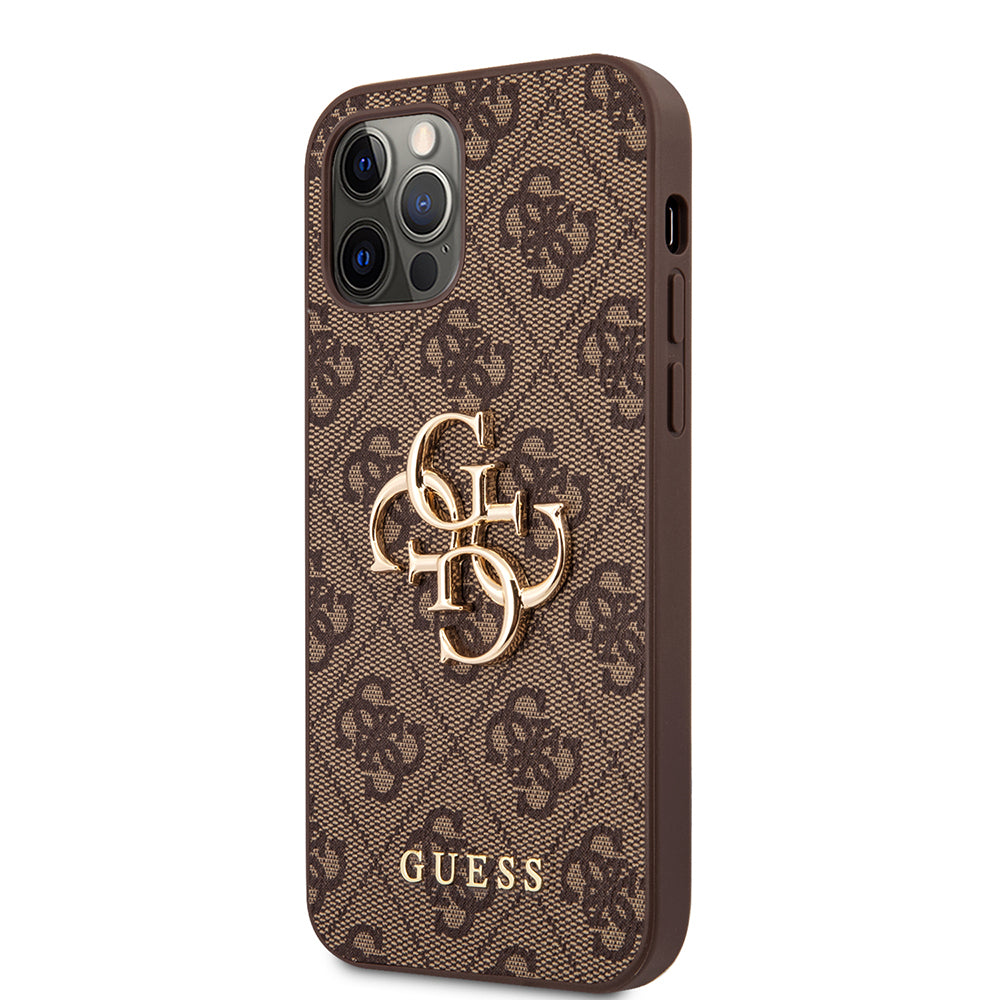 iPhone 12 Pro Max Kılıf Guess Orijinal Lisanslı PU Deri Büyük Metal Logo Dizaynlı Kılıf