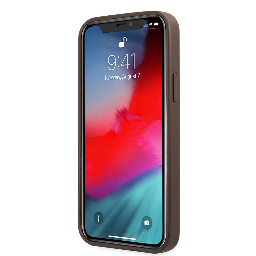 iPhone 12 Pro Max Kılıf Guess Orijinal Lisanslı PU Deri Büyük Metal Logo Dizaynlı Kılıf