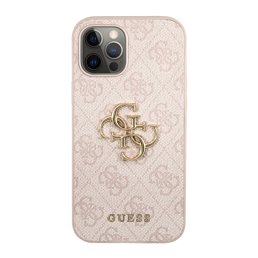 iPhone 12 Pro Max Kılıf Guess Orijinal Lisanslı PU Deri Büyük Metal Logo Dizaynlı Kılıf