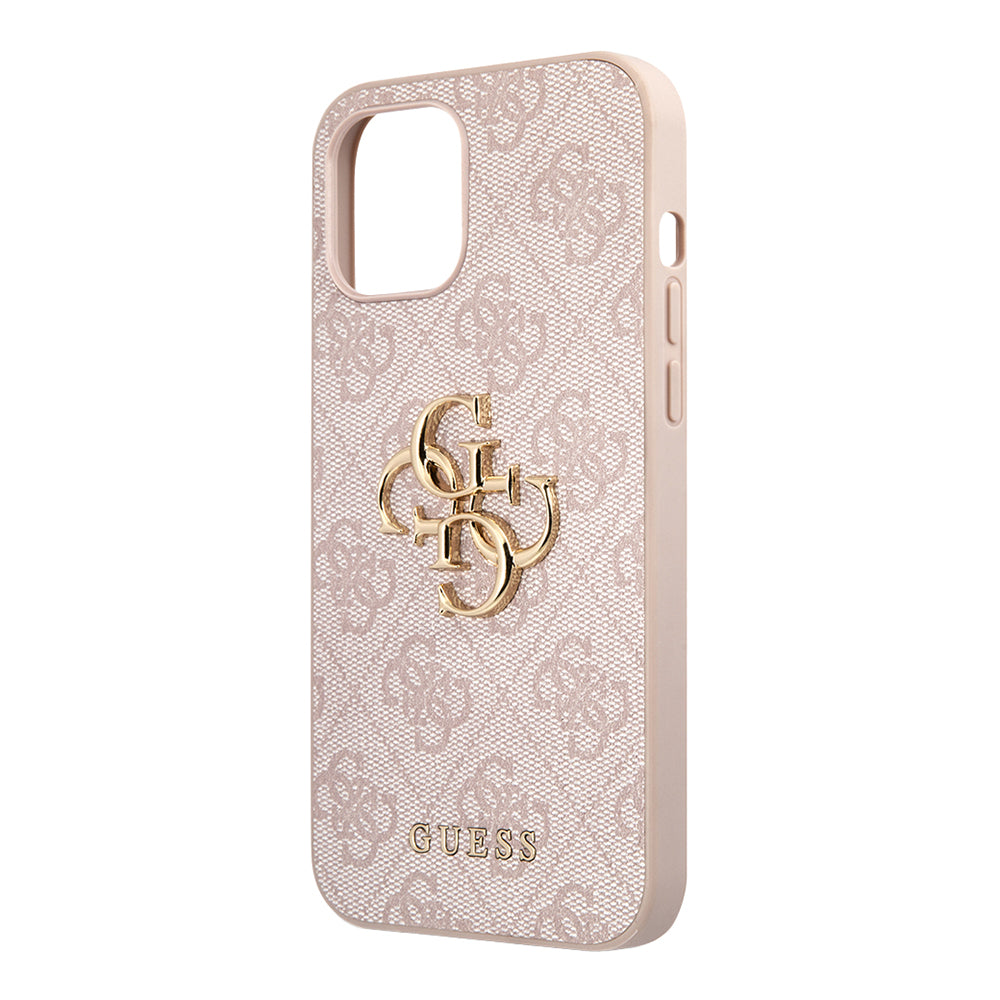 iPhone 12 Pro Max Kılıf Guess Orijinal Lisanslı PU Deri Büyük Metal Logo Dizaynlı Kılıf