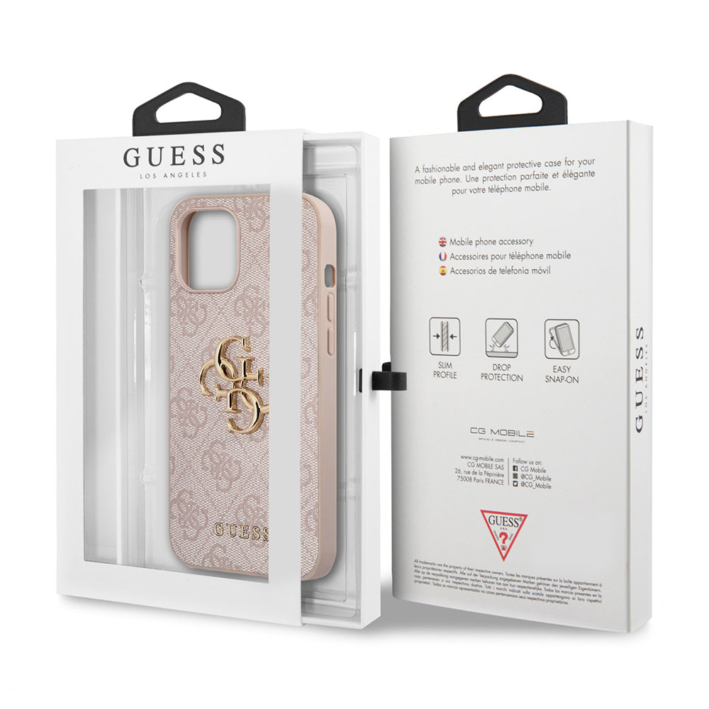 iPhone 12 Pro Max Kılıf Guess Orijinal Lisanslı PU Deri Büyük Metal Logo Dizaynlı Kılıf