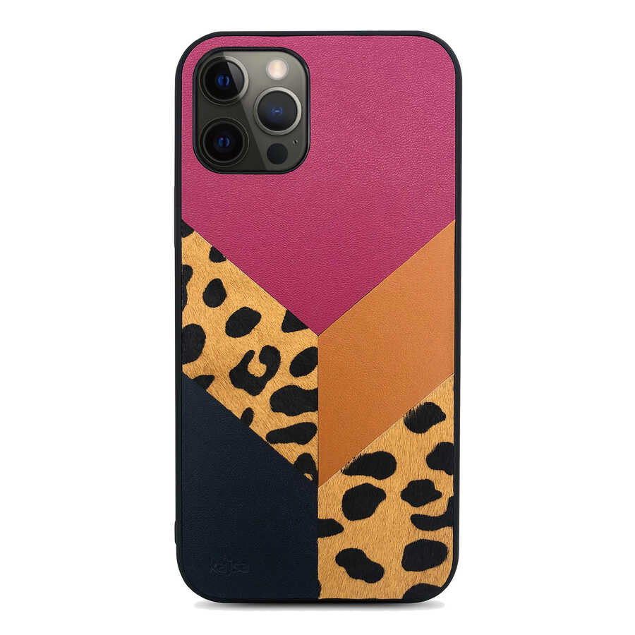 iPhone 12 Pro Max Kılıf Kajsa Glamorous Serisi Leopard Combo Kılıf