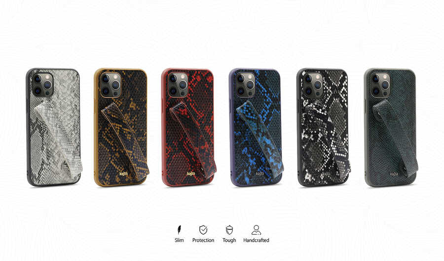 iPhone 12 Pro Max Kılıf Kajsa Glamorous Serisi Snake Handstrap Kılıf
