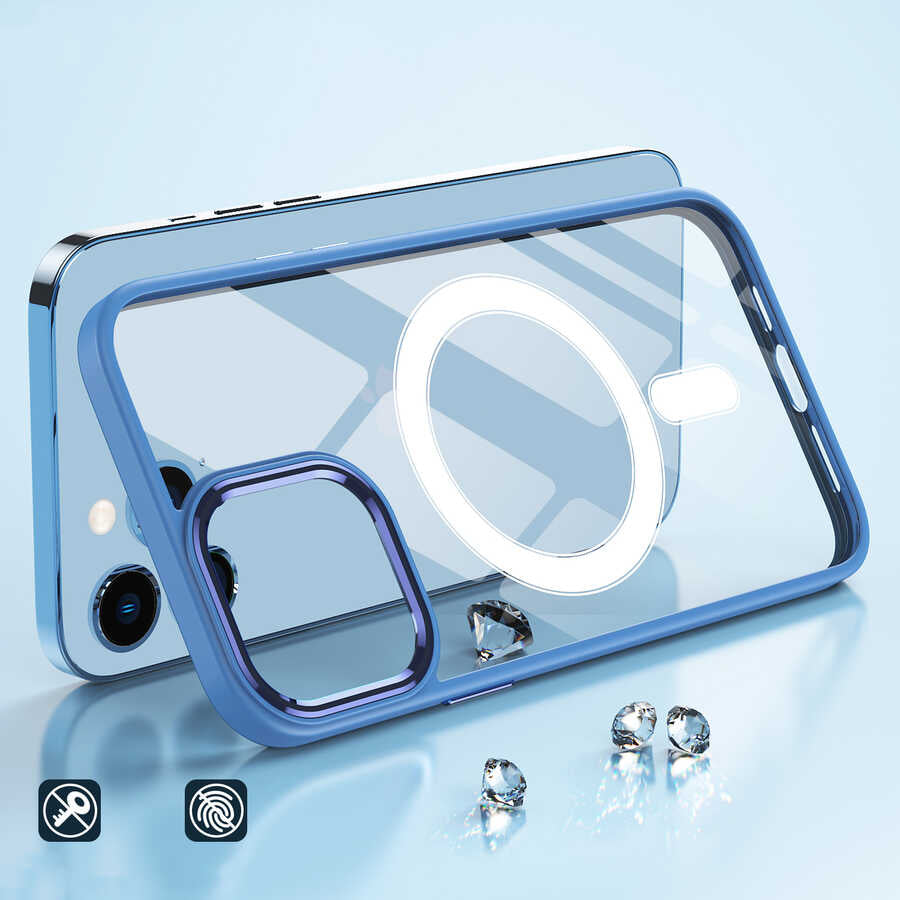 iPhone 12 Pro Max Kılıf Wireless Şarj Özellikli Zore Krom M-safe Silikon Kılıf