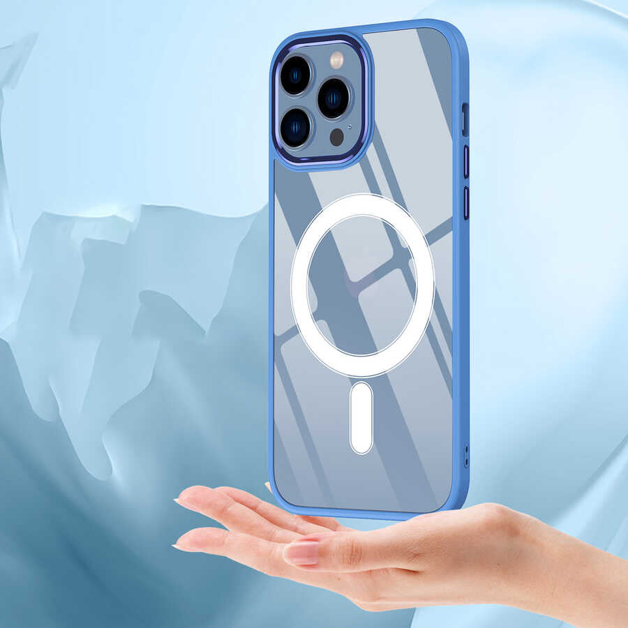 iPhone 12 Pro Max Kılıf Wireless Şarj Özellikli Zore Krom M-safe Silikon Kılıf