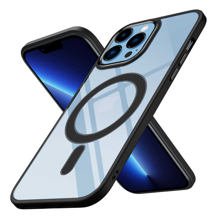 iPhone 12 Pro Max Kılıf Wireless Şarj Özellikli Zore Krom M-safe Silikon Kılıf