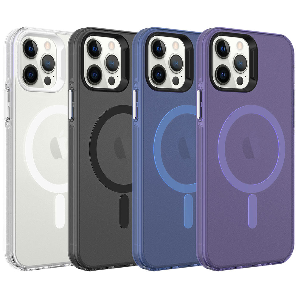 iPhone 12 Pro Max Kılıf Zore M-safe Şarj Özellikli Buzlu Transparan C-Pro Sert Kılıf