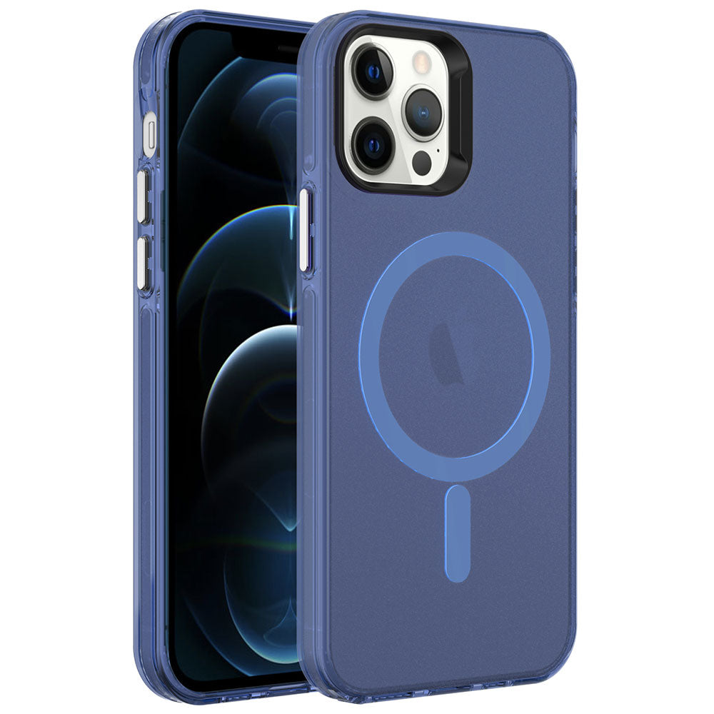 iPhone 12 Pro Max Kılıf Zore M-safe Şarj Özellikli Buzlu Transparan C-Pro Sert Kılıf
