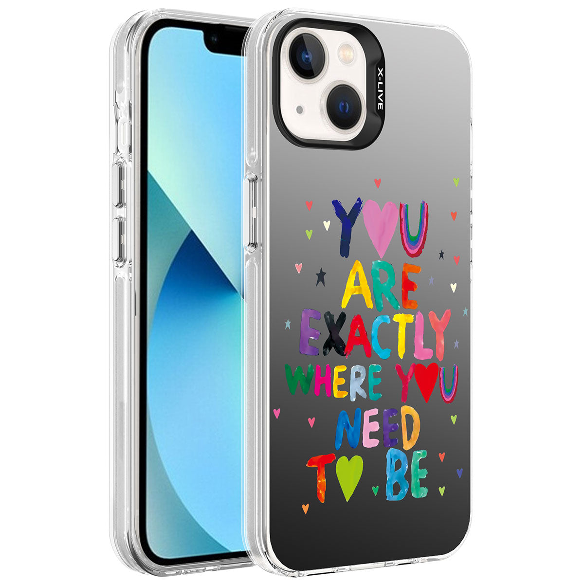 iPhone 13 Kılıf Desenli Zore Silver Sert Kılıf