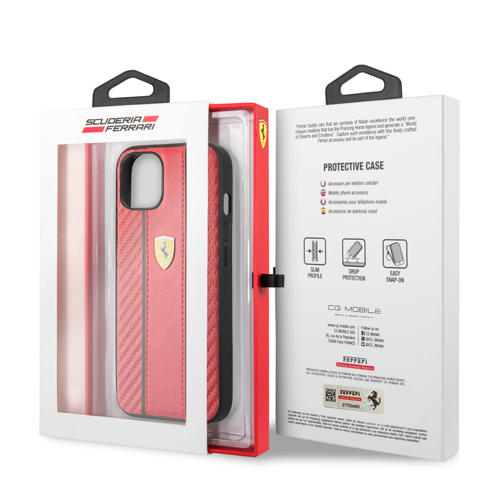 iPhone 13 Kılıf Ferrari Orijinal Lisanslı PU Deri Ve Karbon Dizayn Kılıf