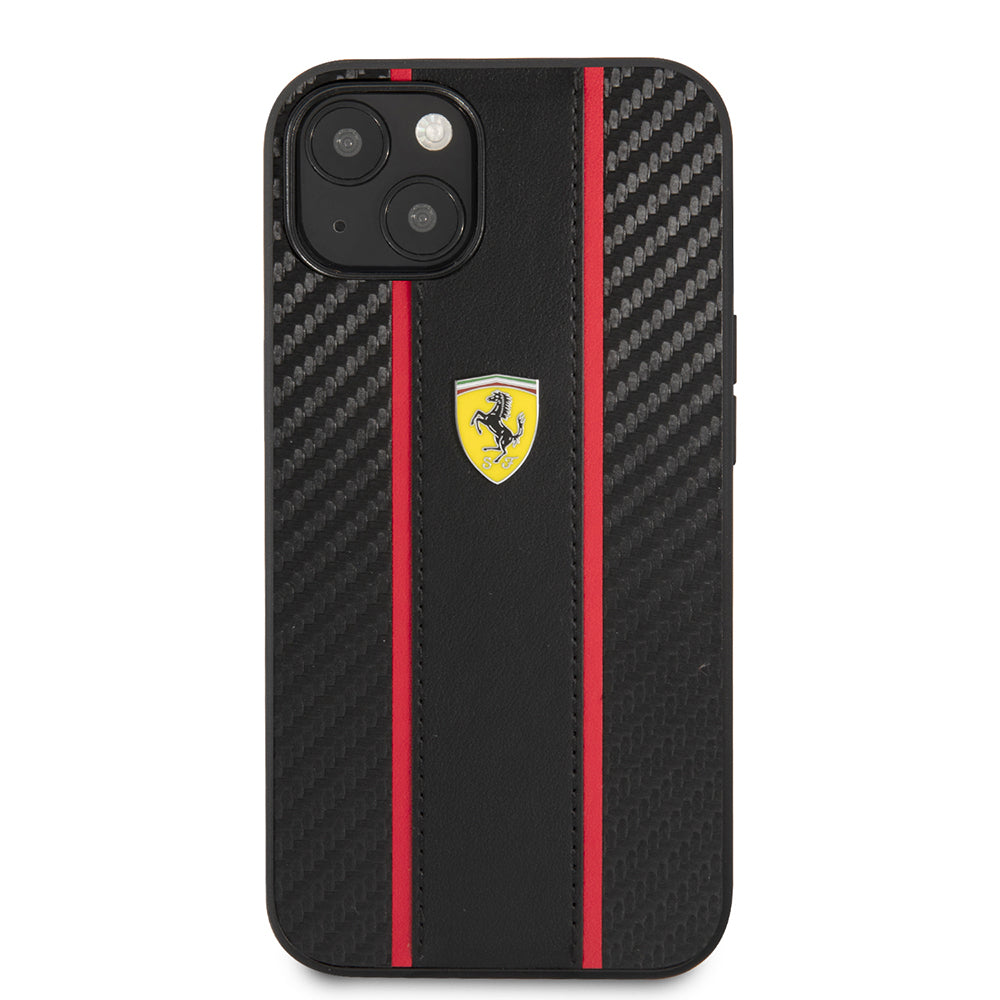 iPhone 13 Kılıf Ferrari Orijinal Lisanslı PU Deri Ve Karbon Dizayn Kılıf