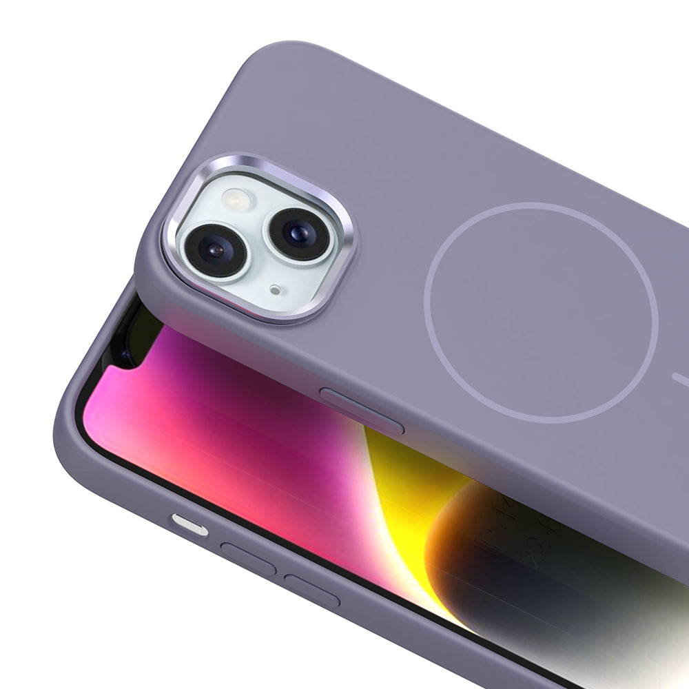 iPhone 13 Kılıf M-Safe Şarj Özellikli Metal Kamera Çerçeveli Zore Edi Silikon Kılıf