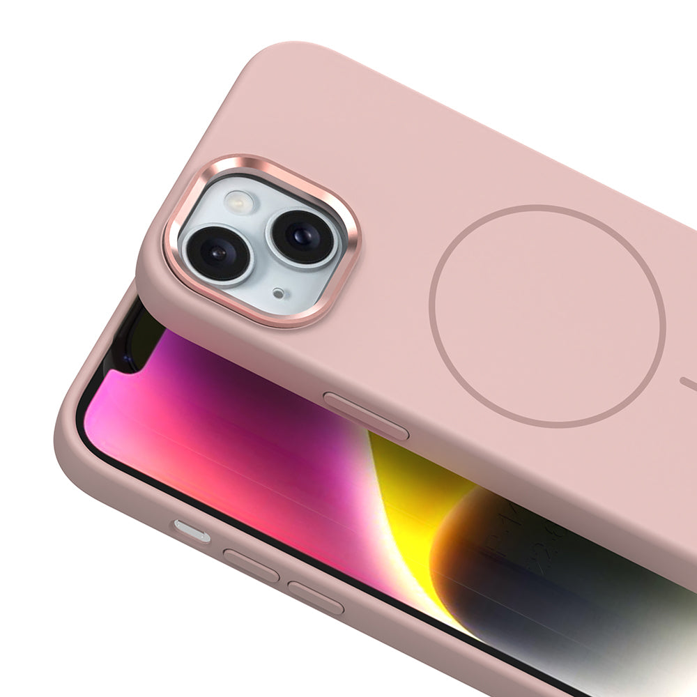 iPhone 13 Kılıf M-Safe Şarj Özellikli Metal Kamera Çerçeveli Zore Edi Silikon Kılıf