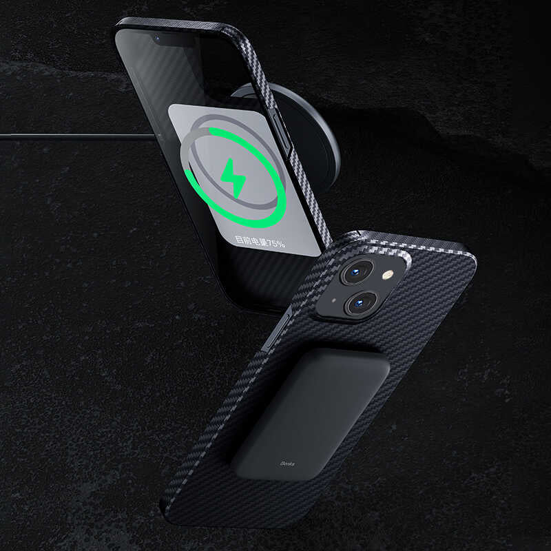 iPhone 13 Kılıf M-safe Özellikli Karbon Fiber Benks Essential Kevlar Kılıf