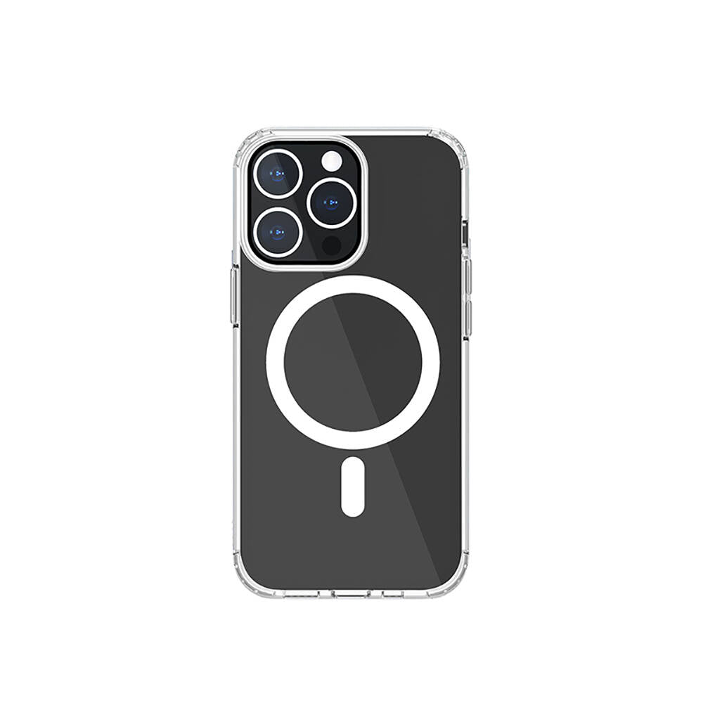 iPhone 13 Kılıf M-safe Şarj Özellikli Airbagli Şeffaf PC Arka Yüzey Recci Magnetik Suction Serisi Kılıf