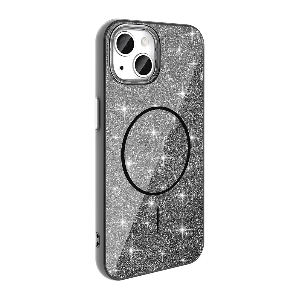 iPhone 13 Kılıf M-safe Şarj Özellikli Parlayan Simli Zore Okso Kılıf