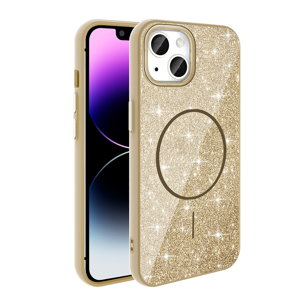 iPhone 13 Kılıf M-safe Şarj Özellikli Parlayan Simli Zore Okso Kılıf