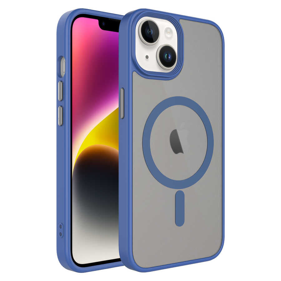 iPhone 13 Kılıf Mat Arka Yüzey Wireless Şarj Özellikli Zore Flet M-safe Kılıf