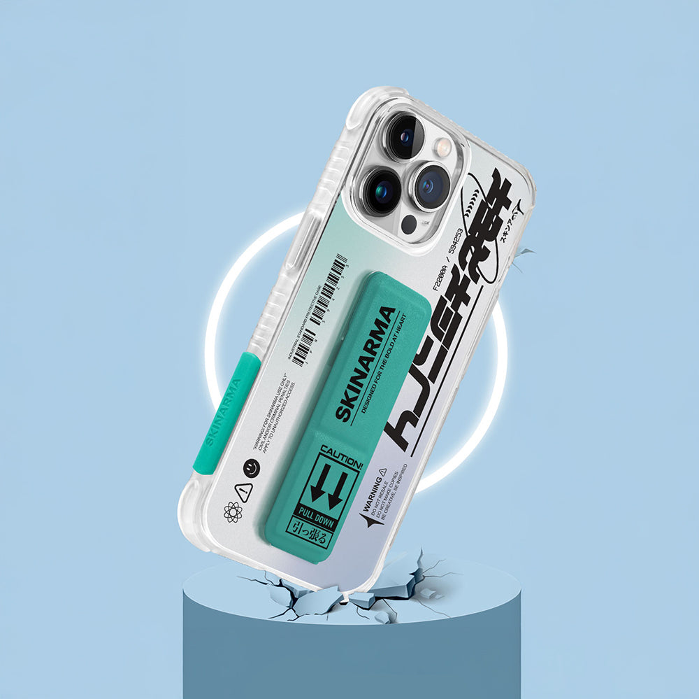 iPhone 13 Kılıf Skinarma Şeffaf Desenli Airbag Tasarımlı Standlı Hakko Kılıf