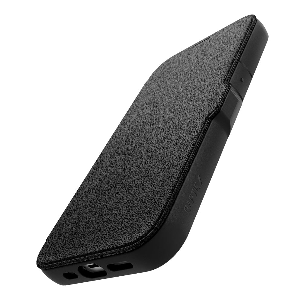iPhone 13 Kılıf Vegan Deri Tasarımlı Şeffaf Arka Yüzey Kartlıklı Raptic Urban Folio Serisi Kılıf