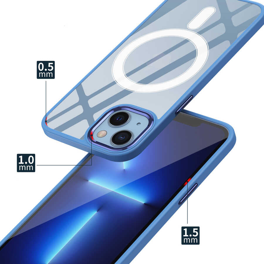 iPhone 13 Kılıf Wireless Şarj Özellikli Zore Krom M-safe Silikon Kılıf