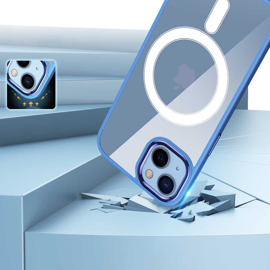 iPhone 13 Kılıf Wireless Şarj Özellikli Zore Krom M-safe Silikon Kılıf